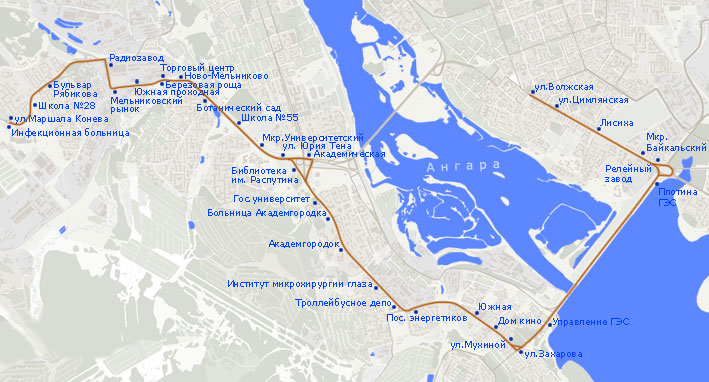 Троллейбусный маршрут N 10, ул. Волжская – ул. М.Конева